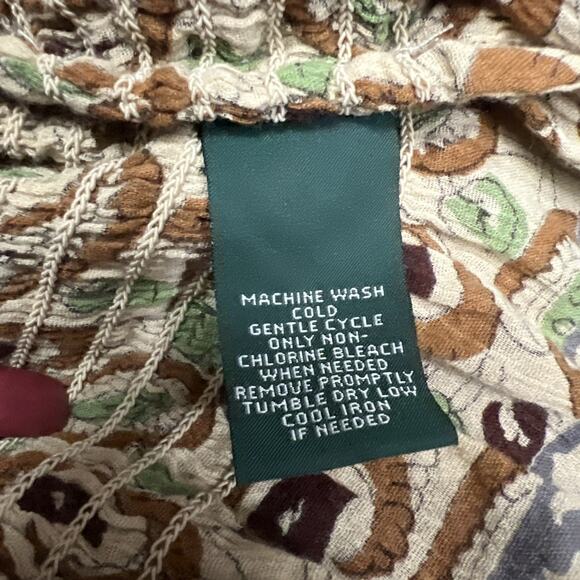 Ralph Lauren Jeans Co. Womens Paisley Ruffle Boho Floral Top Size XL 3/4 Sleeves - Picture 9 of 10